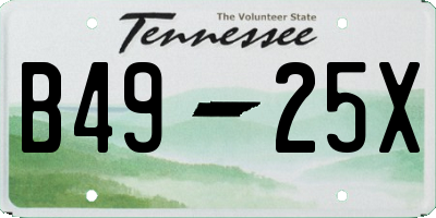 TN license plate B4925X