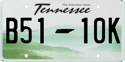 TN license plate B5110K