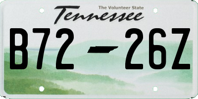 TN license plate B7226Z