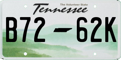 TN license plate B7262K