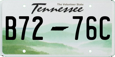 TN license plate B7276C