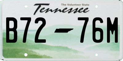 TN license plate B7276M