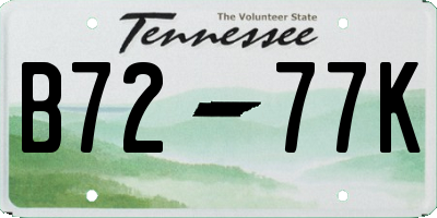 TN license plate B7277K