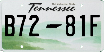 TN license plate B7281F