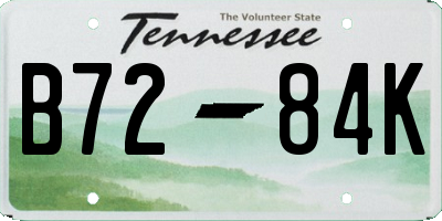TN license plate B7284K