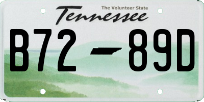 TN license plate B7289D