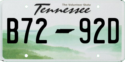 TN license plate B7292D
