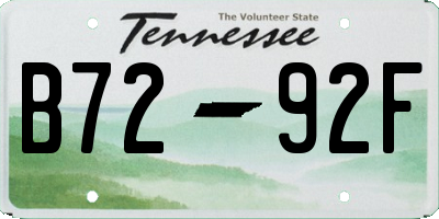 TN license plate B7292F