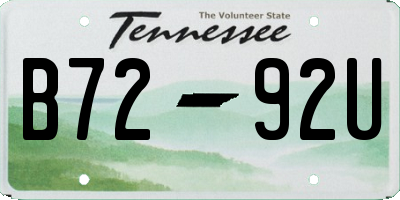 TN license plate B7292U