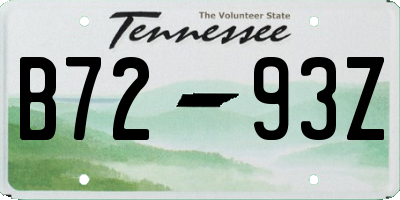 TN license plate B7293Z