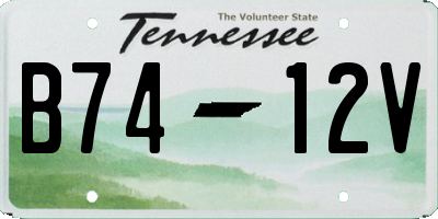 TN license plate B7412V
