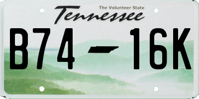 TN license plate B7416K