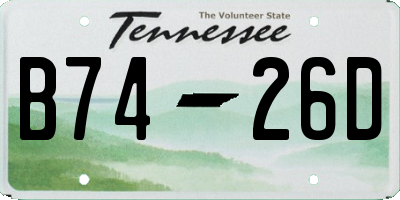TN license plate B7426D