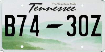 TN license plate B7430Z