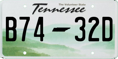 TN license plate B7432D