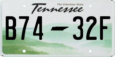 TN license plate B7432F