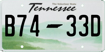 TN license plate B7433D