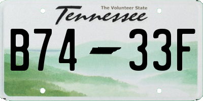 TN license plate B7433F