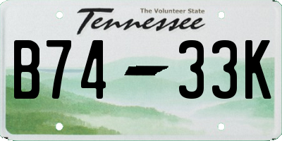 TN license plate B7433K
