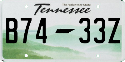 TN license plate B7433Z
