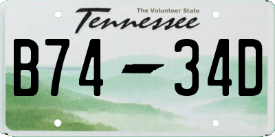 TN license plate B7434D