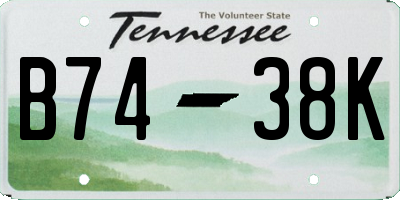 TN license plate B7438K