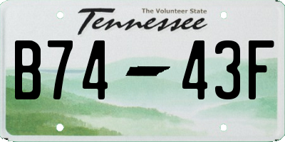 TN license plate B7443F
