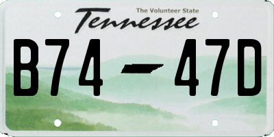 TN license plate B7447D