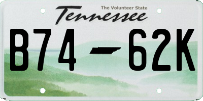 TN license plate B7462K
