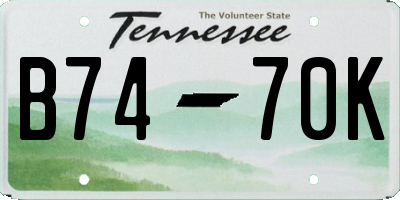 TN license plate B7470K