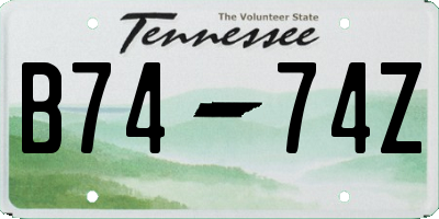 TN license plate B7474Z