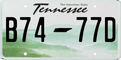TN license plate B7477D