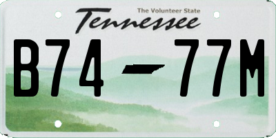 TN license plate B7477M