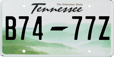 TN license plate B7477Z