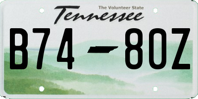 TN license plate B7480Z