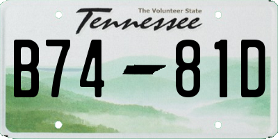 TN license plate B7481D
