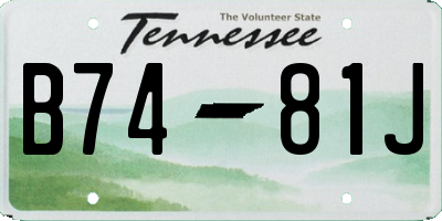 TN license plate B7481J