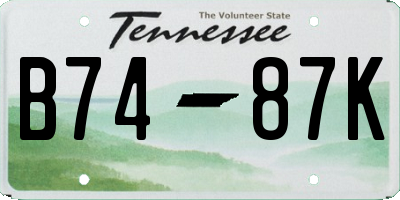 TN license plate B7487K