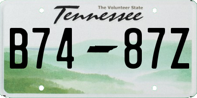 TN license plate B7487Z