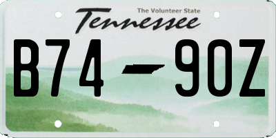 TN license plate B7490Z