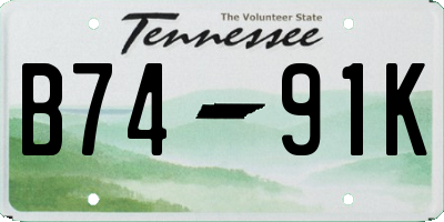TN license plate B7491K