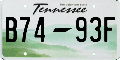 TN license plate B7493F