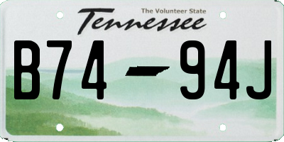 TN license plate B7494J