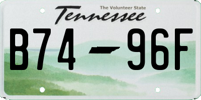 TN license plate B7496F