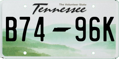 TN license plate B7496K