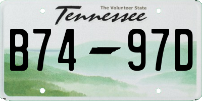 TN license plate B7497D
