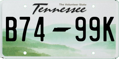 TN license plate B7499K