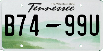 TN license plate B7499U