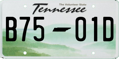 TN license plate B7501D