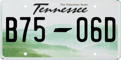 TN license plate B7506D